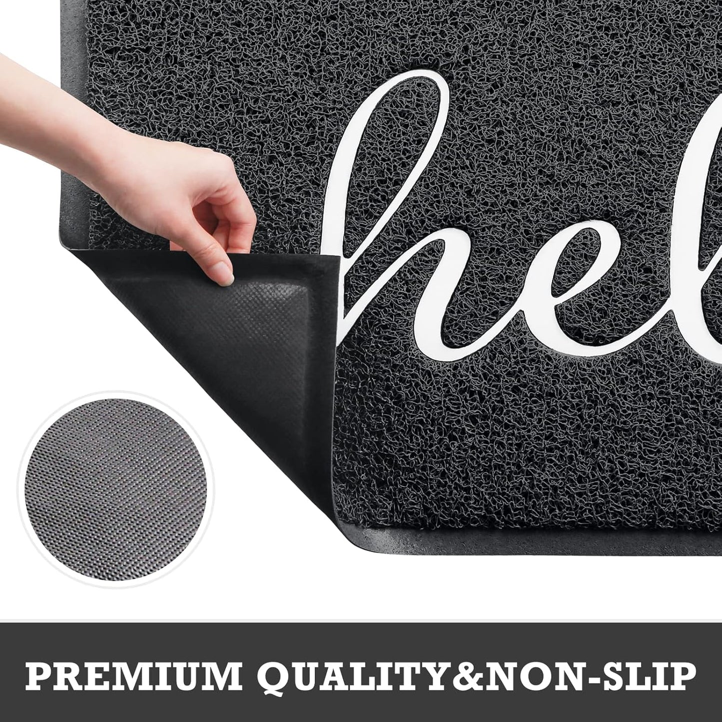 CozyBounty Black Door Mat Welcome Mats Outdoor Indoor Non-Slip Doormat for Entryway Low-Profile Floor Mat for Yard, Garage, High Traffic Areas (30"x17.5", Black)