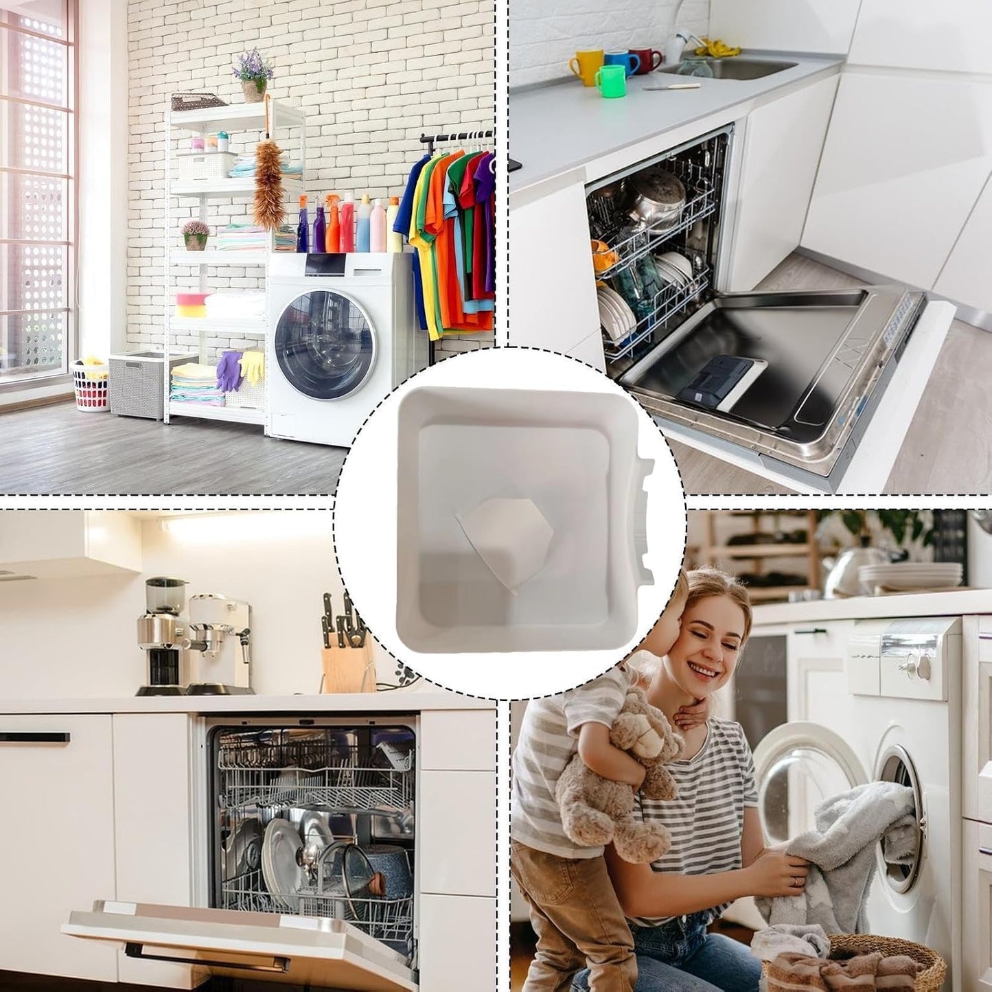 Washer Drip Pan, Universal Front-Load Washing Machine Drain Pan, Washing Machine Drainage Tray, Leak-Proof Easy Install Drain Funnel Water Catch Tray, Protect Floors Stay Dry, Stop Leaks (1PC)