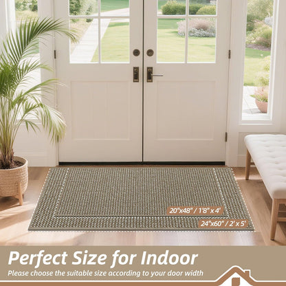 BEQHAUSE Dirt Trapper Door Mat 20" x 32", Non-Slip Washable Doormats Entrance Mat, Dirt Resistant and Absorbent Welcome Mat, Low Profile Floor Mats for Front Back Door and Entryway, Beige