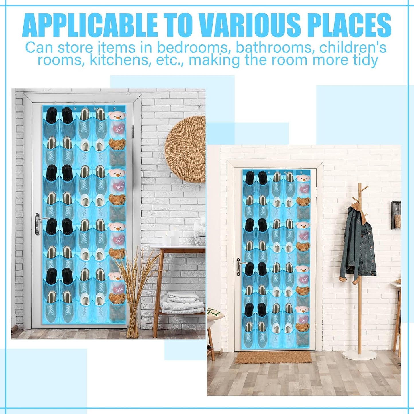 Windyun 40 Over The Door Shoe Organizer, Large Mesh Pocket Hanging Shoe Rack Hanger Large Capacity Gray Behind The Door Storage Holder for Dorm College Closet Entryway Bedroom Utility Room Women Men