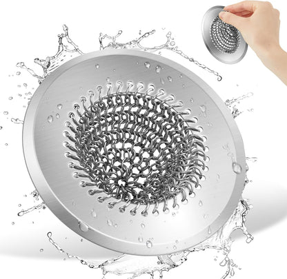 2 Pack 4.5 Inch Stainless Steel Sink Strainer Basket - 304 Stainless Steel Kitchen Sink Drain Filter, Universal Sink Mesh Basket, Hair Catcher, Food Waste Strainer, for Most Sinks