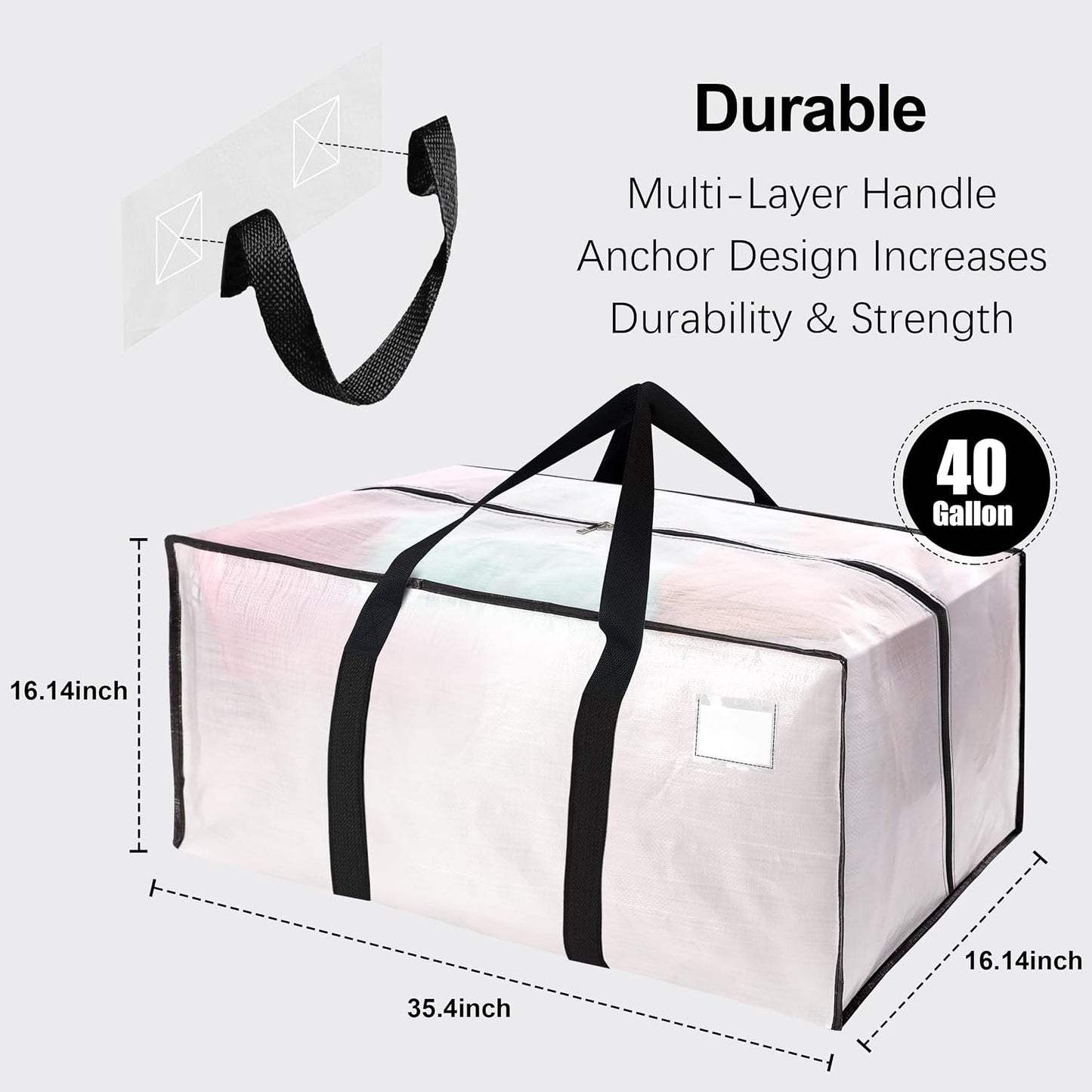 VELVETSURE Heavy Duty Extra Large Moving Bags W/Backpack Straps - Strong Handles & Zippers, Storage Totes For Space Saving, Fold Flat, Alternative to Box and Bin (Set of 6, Multicolor)
