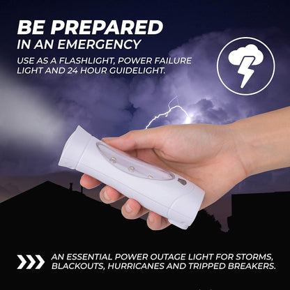 Amerelle LED Emergency Lights For Home Power Failure – Triple Function Power Failure Light and Plug In Flashlight Combo, With Rechargeable Battery – Be Snow Storm & Hurricane Ready (71134)