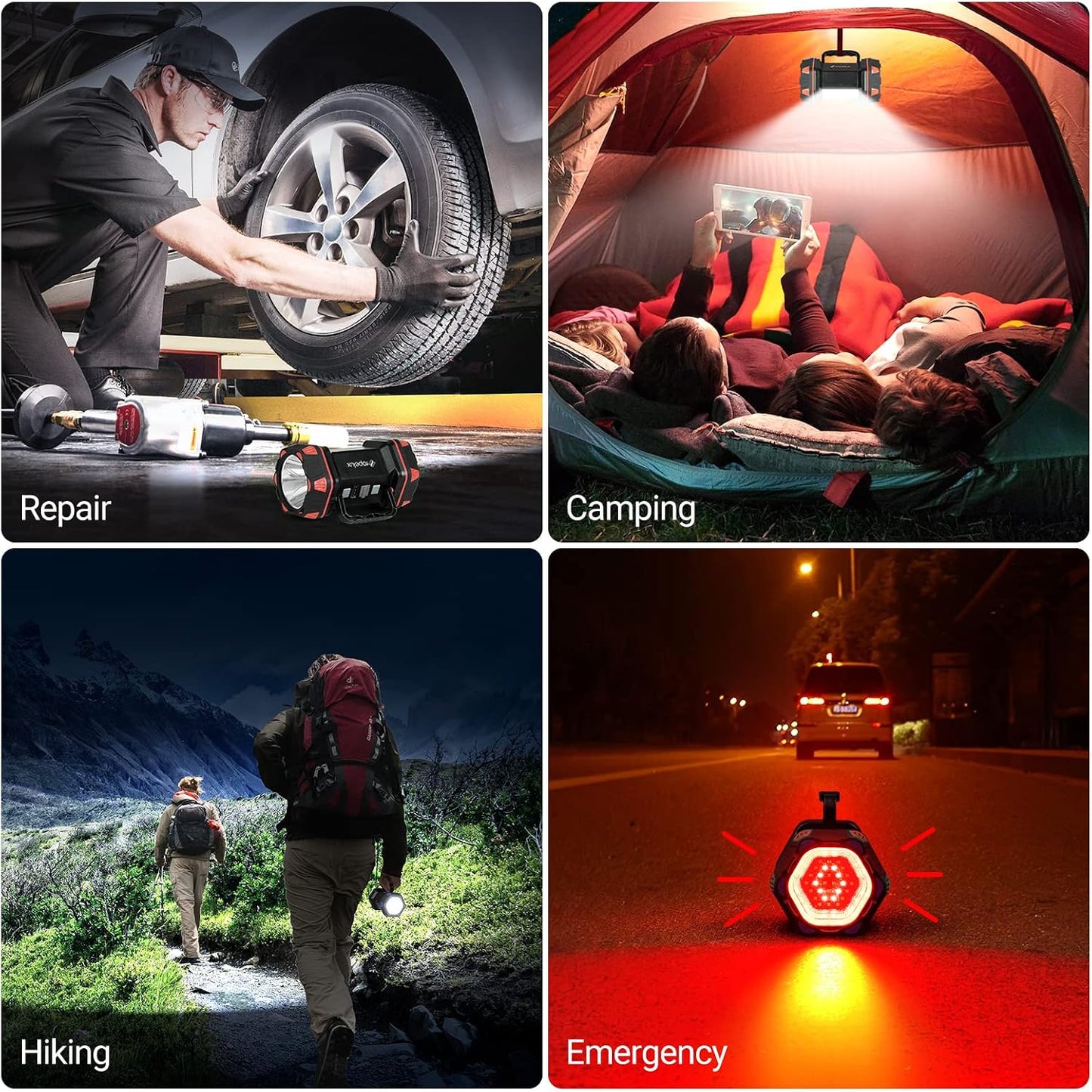 Led Camping Lantern Rechargeable, Camping Flashlight 1500LM, 8 Light Modes, Camping Lights 4800 Capacity, Portable Bright Flash Light for Emergencies, Power Outages, Hurricane, Hiking (Blue 1PACK).