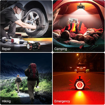 Led Camping Lantern Rechargeable, Camping Flashlight 1500LM, 8 Light Modes, Camping Lights 4800 Capacity, Portable Bright Flash Light for Emergencies, Power Outages, Hurricane, Hiking (Blue 1PACK).
