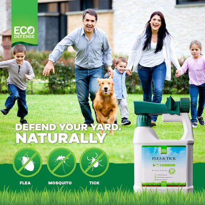 Eco Defense Flea, Tick, and Mosquito Spray for Yard and Perimeter - Safe Around Kids, Pets, Plants - Outdoor Barrier Control & Repellent - Ready-to-Spray Covers Up to 5,000 sq ft