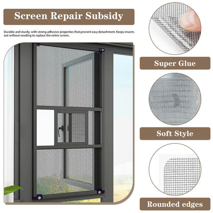 16 Sheets Window Screen Patches Repair Kit Black 4 Sizes Window Screen Repair Kit for Mesh Screen Door High-Strength Adhesive Fiberglass Quick Screen Repair Tape (Black 16Pcs)