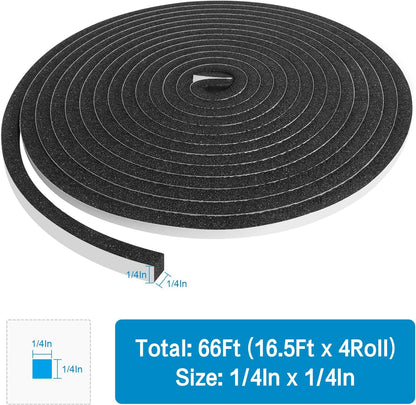 DGSL Foam Insulation Tape, 1/2In x 1/4In x 33Ft Weather Stripping Door Seal Strip for Doors and Windows,Sliding Door,Sound Proof Soundproofing Door Seal,Weatherstrip,Air Conditioning Seal Strip