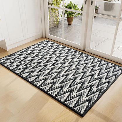Door Mat 17"x30",Door Mat Indoor Entrance Dirt Resistant and Absorbent Non-Slip Rubber Backing Front Door Mats Washable Low-Profile Indoor Mats for Entryway, Inside Entrance Easy Clean Gray