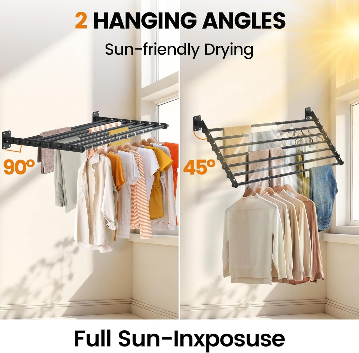 Wall Mounted Clothes Drying Rack 28 Inch – Foldable Laundry Drying Rack for Wall Mount, Space Saving Indoor Drying Rack for Clothes, Compact & Sturdy Design