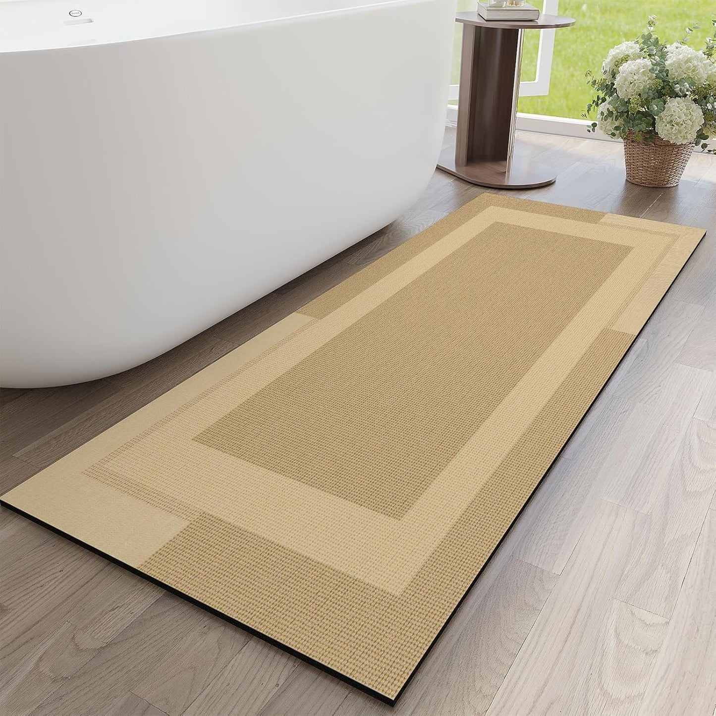 YDKGL Non Slip Bath Mat, Rubber Backing Ultra Thin Bathroom Rugs Fit Under Door Quick Dry Super Absorbent Washable Bath Rug Shower Mat for Bathroom Floor Bathtub Shower Sink, Easy Care Blue 16"x 24"