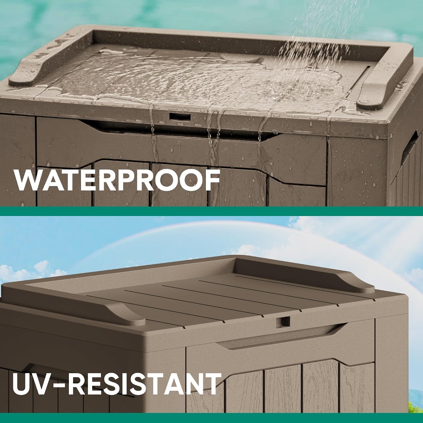 Devoko 30 Gallon Resin Deck Box Waterproof Outdoor Storage Box for Patio Furniture Pool Accessories Indoor Storage for Cushion Garden Tools (30 Gallon, Black)