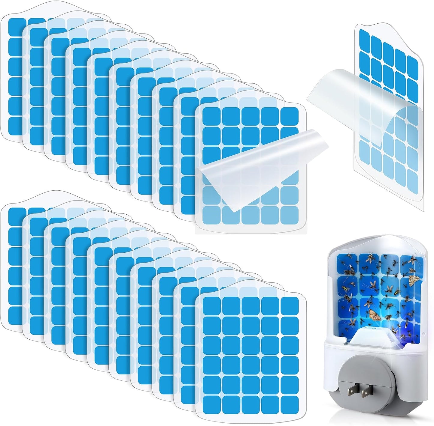 20 Pack Fly Trap Refills Compatible with WowCatch N386A Fly Trap | Double-Sided Sticky Glue Cards, Indoor Flying Insect Trap Refills, Mosquitoes, Gnats, Flies and Other Bugs