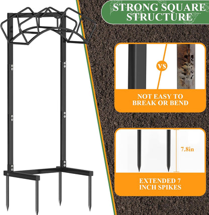Qatsrin Super Stable Garden Hose Holder, Detachable Water Hose Holders Stand Holds 160-Feet Freestanding Hose Storage Hanger Rack for Outside Yard Lawn Farm (Black)