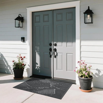 Yimobra Doormat Outdoor Entrance, Simple Stripes All-Weather Waterproof & Non-Slip Mat for Front Door, Heavy Duty Welcome Mat for Indoor, Garage, Patio-29.5x17, Dark Grey