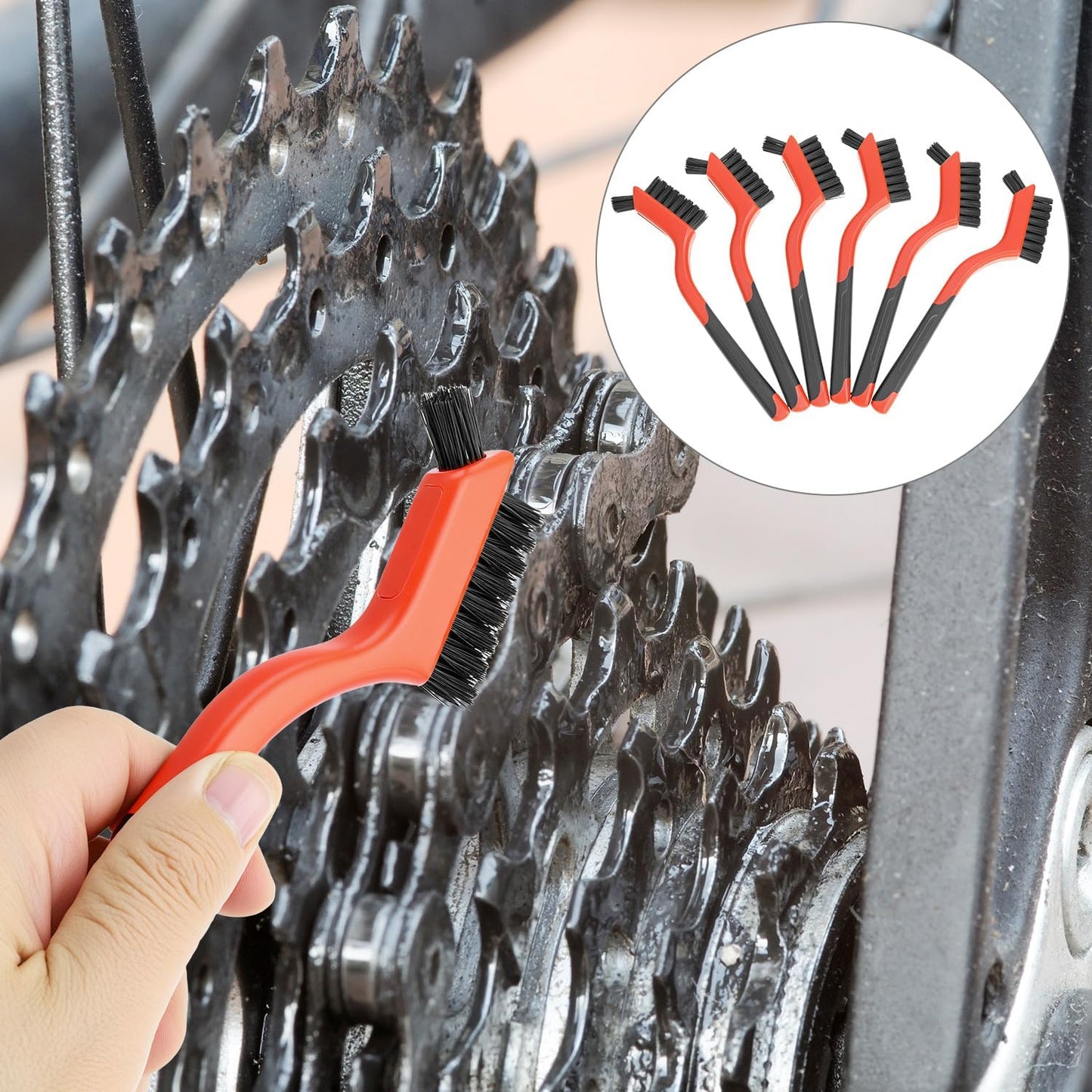 QWORK Nylon Cleaning Brushes, 6 Pack Non Scratch Bristles Dual Head Crevice Tool for Kitchen Bathroom and Cookware