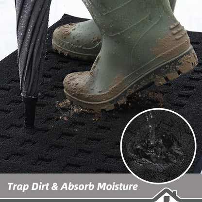 BEQHAUSE Dirt Trapper Door Mats 20"x32", Non-Slip Waffle Doormat Indoor Entrance Low-Profile, Dirt Resist and Absorbent Entryway Rugs Washable Inside Welcome Floor Mat for Front Back Door, Beige