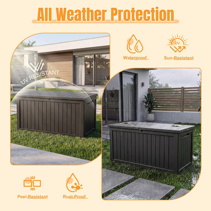 Outdoor Storage Box,38 Gallon Resin Deck Box,Waterproof & UV Resistant Lockable Package Delivery Bin,Toy Cabinet for Indoor & Outdoor