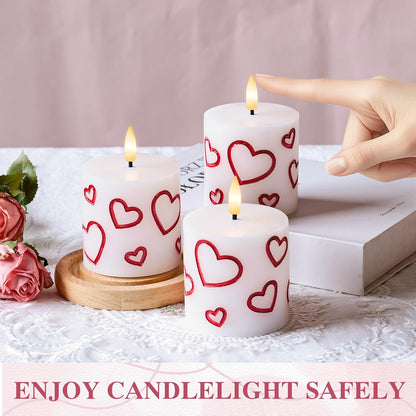 White Flameless Candles Set of 3 (3"x3") Battery Operated LED Pillar Candles with Remote and Timer, Real Wax Flickering Candles for Fireplace Bedroom Living Room Home Decor and Indoor Use