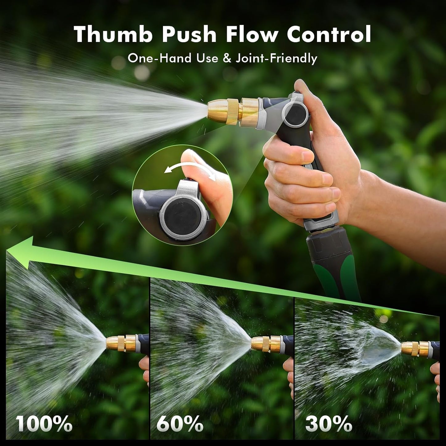 RESTMO Garden Hose Nozzle, Heavy Duty Water Hose Sprayer for Outdoor | Zinc Alloy Metal, Thumb Control, Precise Flow, Adjustable Spray Patterns, Leak-proof, Ideal for Lawn & Plant & Car, Black