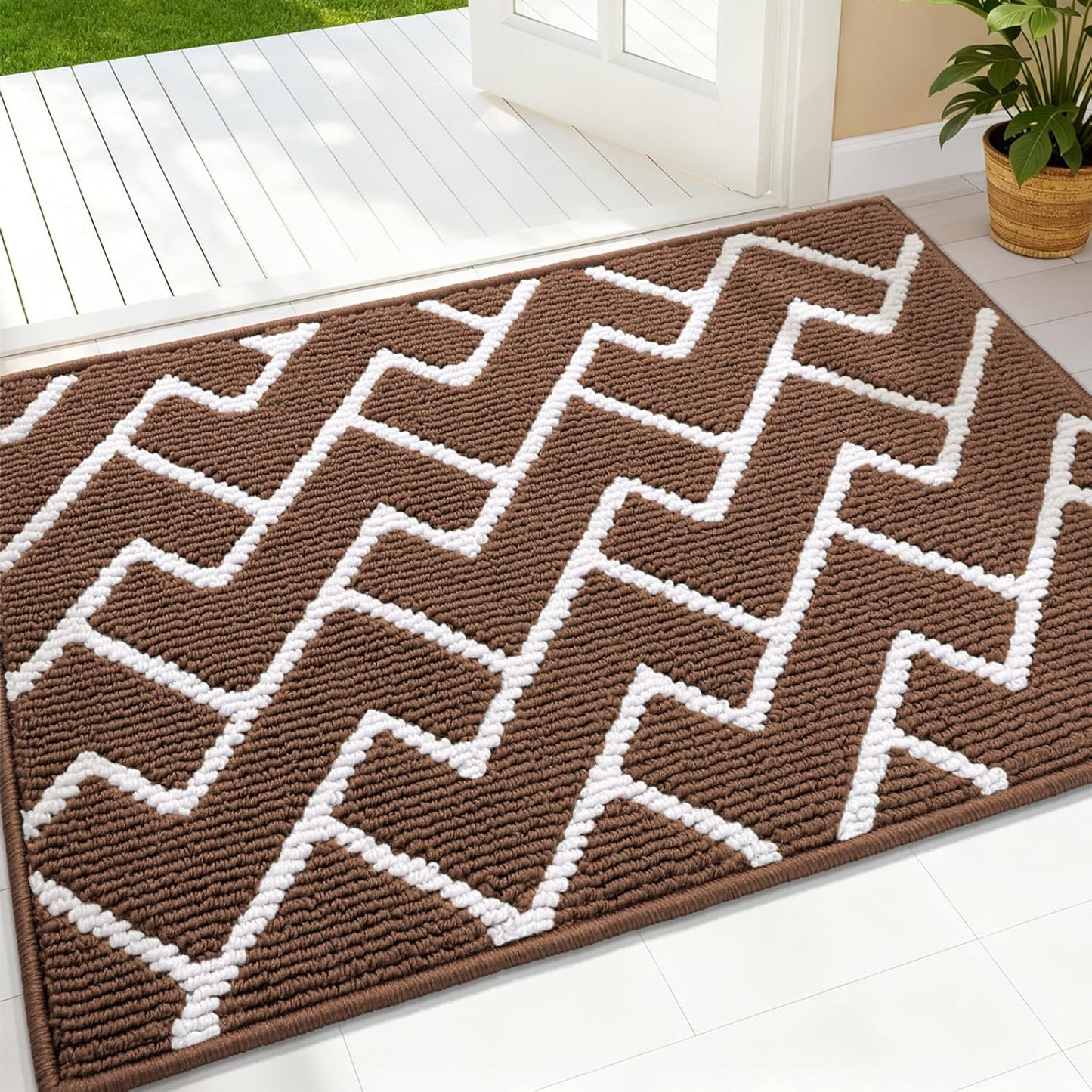 OLANLY Front Door Mat, Non-Slip Rubber Backing, Dirt Resistant and Absorbent, Washable, Easy to Clean Low-Profile Indoor Doormat for Back Door, Entryway, Inside Entrance, 32x20, Grey