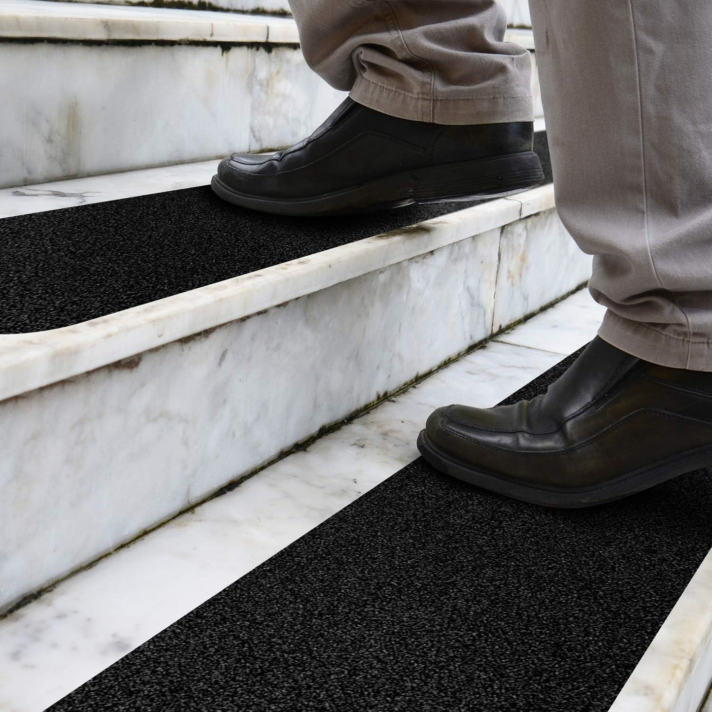 3 Pack Large 6 Inch x 24 Inch Non Slip Stair Treads Black High Traction Adhesive Pre-Cut Safety Tape Tread Prevents Slips and Falls Outdoor