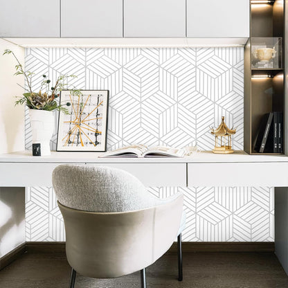 CiCiwind Wallpaper Peel and Stick Modern White and Gold Contact Paper Peel and Stick Geometric Removable Self Adhesive Wall Paper for Bedroom Renter Friendly Papel Tapiz para Pared 15.7"x118"