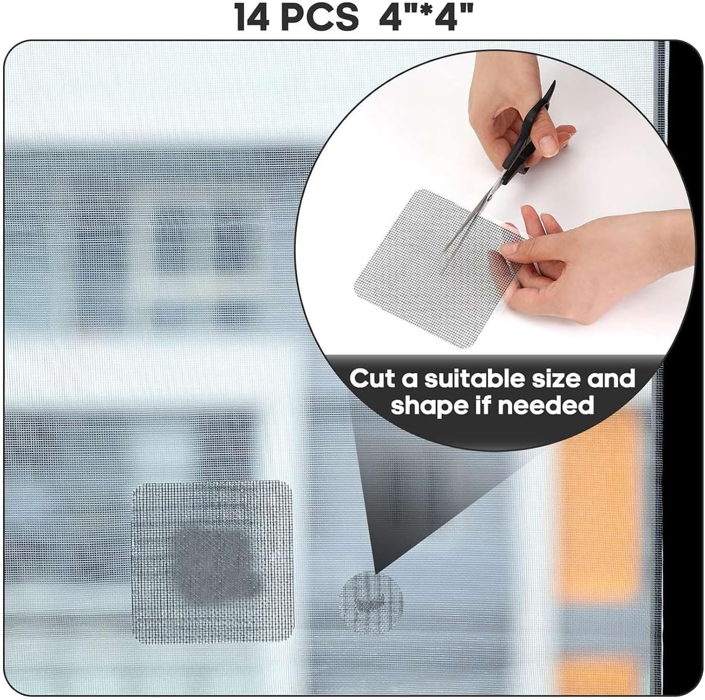 14 Sheets Window Screen Patches Repair Kit, 3 Sizes Window Screen Repair Kit for Mesh Screen Door, Screen Repair Tape