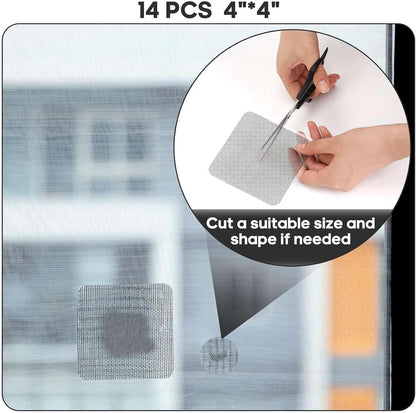 14 Sheets Window Screen Patches Repair Kit, 3 Sizes Window Screen Repair Kit for Mesh Screen Door, Screen Repair Tape