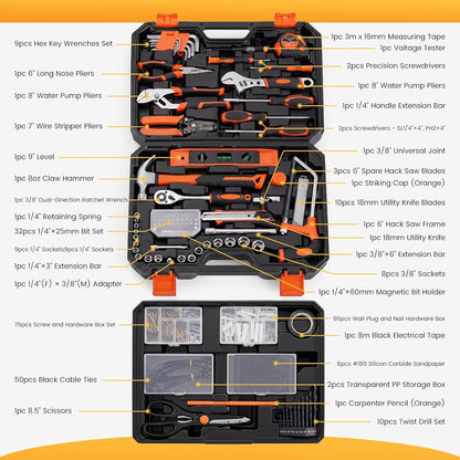 NEWBULIG 330-Piece Complete Tool Box Set, Durable Homeowners Tool Kit with Pull-Out Drawer, Versatile Home Repair Kit for Auto & Household, DIY Projects, Black-Red