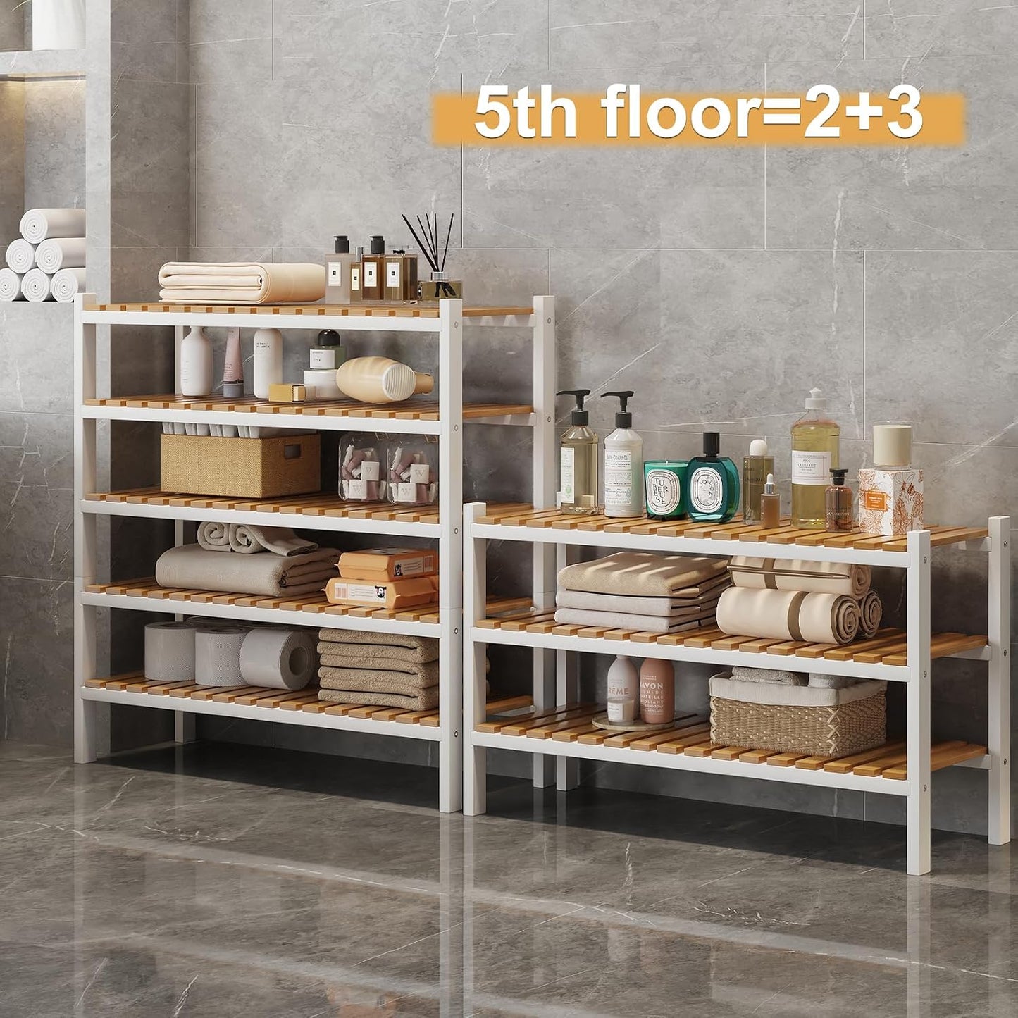 Bamboo Shoe Rack Organizer for Closet and Entryway - Space-Saving Narrow Shoe Stand - Versatile Shoe Holder for Door or Closet Shelf, Garage Bedroom can Freely Stack DIY Small Shoe Racks 3 Tier