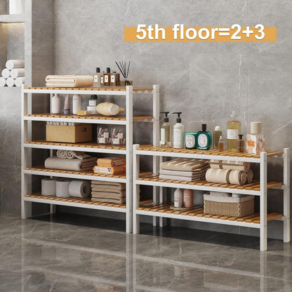 Bamboo Shoe Rack Organizer for Closet and Entryway - Space-Saving Narrow Shoe Stand - Versatile Shoe Holder for Door or Closet Shelf, Garage Bedroom can Freely Stack DIY Small Shoe Racks 3 Tier