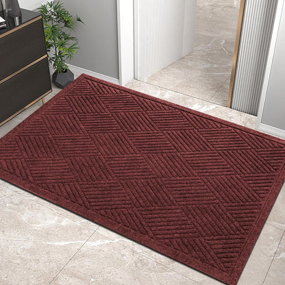 HIYARD Sturdy Front Door Mat, Absorbent Muddy Dirt Resist Welcome Door Mats Outdoor Indoor, Stain and Fade Resistant, Non-Slip Rubber Backing Low Profile Doormat for Entryway, 30×17, Beige