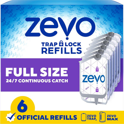Zevo Flying Insect Trap Official Refill Cartridges - Fits Zevo Trap and MAX Indoor Fly Trap, Trap+Lock Technology Fly Trap Refill for Gnats, House Flies & Fruit Flies (8 Official Refill Cartridges)