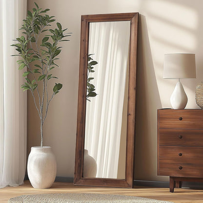 Rustic Standing Full Length Mirror Wood Frame, 56"X21" Farmhouse Floor Mirror for Bedroom Living Room Entryway, Hanging or Leaning Wall-Mounted Full Body Mirror, Tempered Glass, White