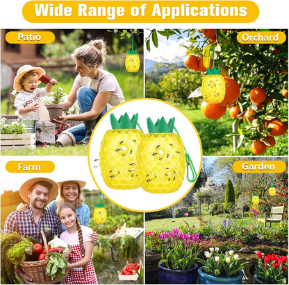 Wasp Trap, Yellow Jacket & Hornet Catcher for Outdoors, Reusable Hanging Wasp Catcher Traps, 2 Pack, Yellow - Pineapple Shape