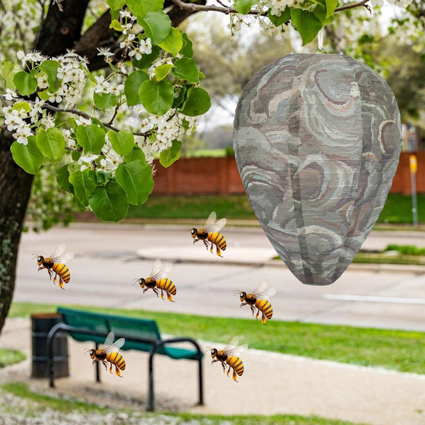 4 Pack Wasp Nest Decoy Hanging Wasp Nest Stay Away from Wasps Hornets Yellow Jackets