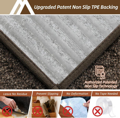 COSY HOMEER Edging Stair Treads Non-Slip Carpet Mat 28inX9in Indoor Stair Runners for Wooden Steps, Edging Stair Rugs for Kids and Dogs, 100% Polyester TPE Backing(4pc, Beige)