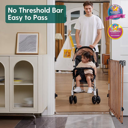 Babelio Baby Gate for Stairs, Kitchen & Doorways, No Bottom Bar| One-Handed Operation| Auto-Close| Hardware Mount (Drill Needed) Safety Dog/Pet Gate (Black - B17, 26-43" W, 28" H)