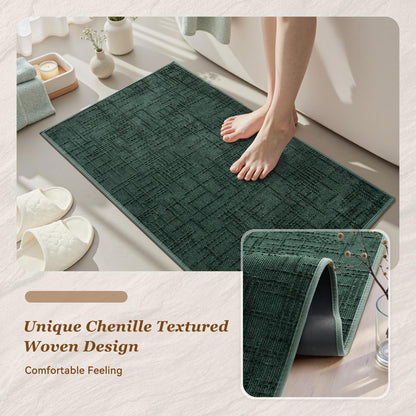 AMOAMI Bath Mat Non Slip Super Absorbent Quick Dry Bath Mats for Bathroom Floor Rubber Backing Washable Bathroom Rugs Modern Woven Jacquard Mat, Beside Tub Bath Rugs, 17" x 24", LightGrey