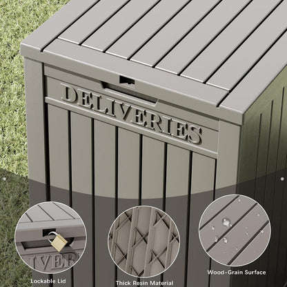 LHBGO Package Delivery Box for Outside, 48 Gallon Storage with Lockable Secure, Large Double Wall Resin Outdoor Package Delivery Waterproof Deck