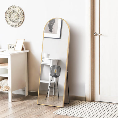 OLIXIS 64"x 21.5" Arched Mirror Full Length, Full Body Mirror with Stand, Hanging or Leaning for Wall, Floor Standing with Shatter-Proof Glass for Bedroom, Living Room, Long, Black