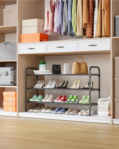 Kitsure Shoe Rack, 39" Wide Extra-Long Shoe Organizer, 3-Tier, Black | Closet, Front Door Entrance, Entryway, Stackable & Detachable Shelf, Closet Organizers and Storage