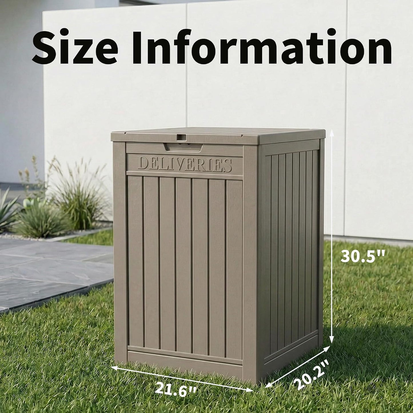 Package Delivery Box, Lockable Resin Outdoor Package, Waterproof Deck Box for Porches, Patios, Indoor & Outdoor Use (70 Gallon, Grey)
