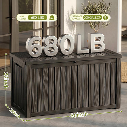 Waterproof Outdoor Storage Box Outside Deck Box Lockable Resin Bench UV Resistant Furniture Cushion Pool Tool Float Bin Patio Garden Porch (Black, 120 Gallon)