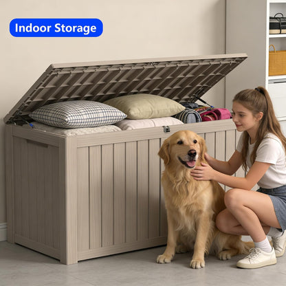 320 Gallon Outdoor Storage Box Resin Deck Box All Weather Waterproof Large Lockable Storage Container Deck Box for Patio Furniture, Garden Tools, Lockable, Black