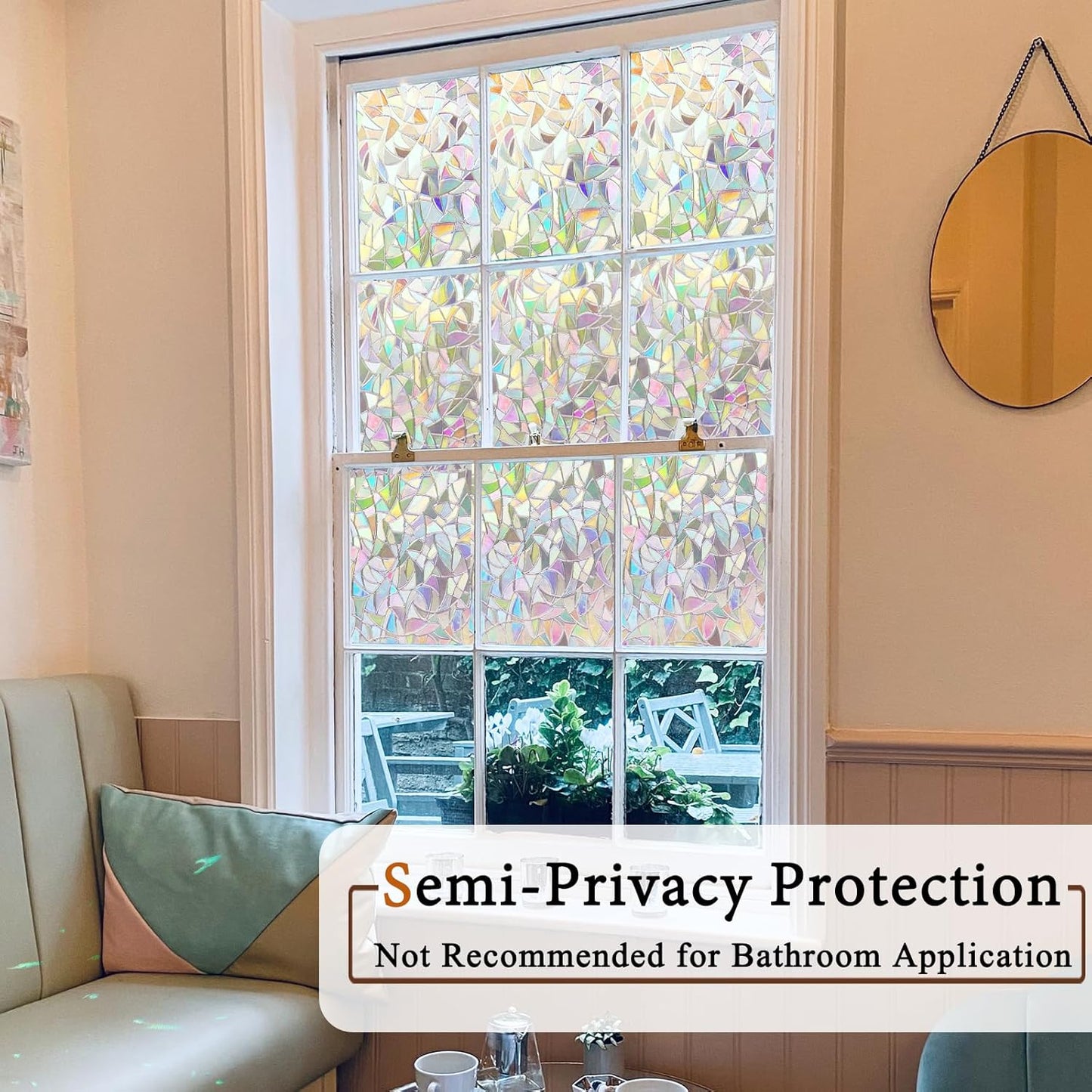 Niviy Window Privacy Film Static Cling Non-Adhesive Window Film Frosted Glass Bathroom Door Decoration Privacy Covering (17.7"x 78.7")