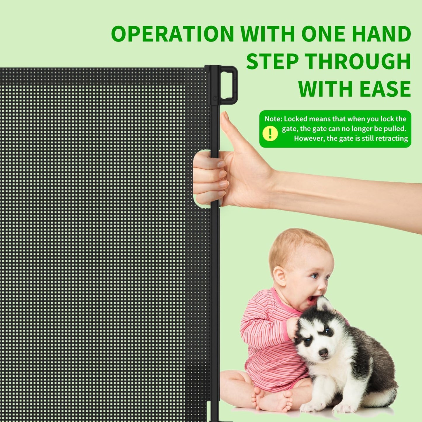 Upgraded Retractable Baby Gate for Stairs, 33"Tall Expands 71"Wide Ideal Safety Solution Dog Gate for Stairs Doorways Hallways Indoor Outdoor Mesh Baby Gate Retractable Screen Door(White,86CMx180CM)