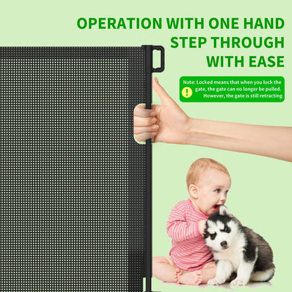 Upgraded Retractable Baby Gate for Stairs, 33"Tall Expands 71"Wide Ideal Safety Solution Dog Gate for Stairs Doorways Hallways Indoor Outdoor Mesh Baby Gate Retractable Screen Door(White,86CMx180CM)