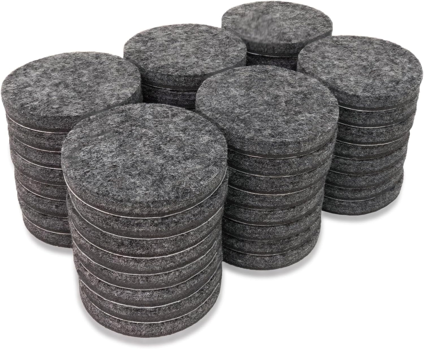 SoftTouch 1.5" Round Reusable Felt Furniture Sliders for Hard Surfaces, Noise-Reducing Adhesive Moving and Protective Pads for Cabinets, Chairs, Tables & Decorative Items Set of 48, Brown